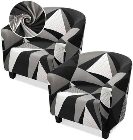 Barrel Chair Covers Slipcover 1 Piece, 2 Pack Club Chair Covers Furniture Protector with Arms, Round Soft Armchair Sofa Cover Removable Couch Slipcover for Bar Living Room Hotel Counter