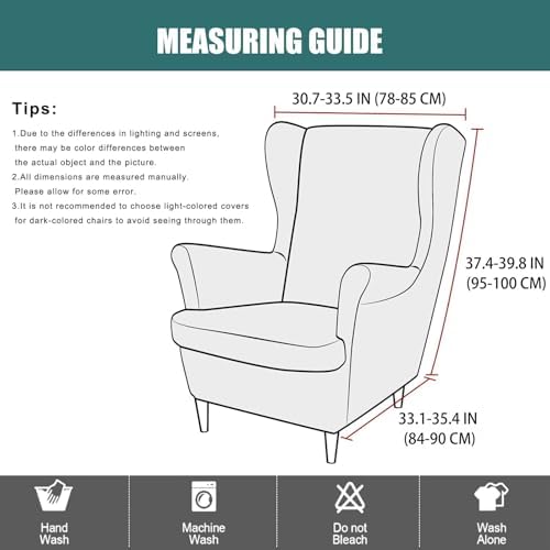 NILUOH Wingback Chair Covers 2-Piece, Armchair Slipcovers for Living Room