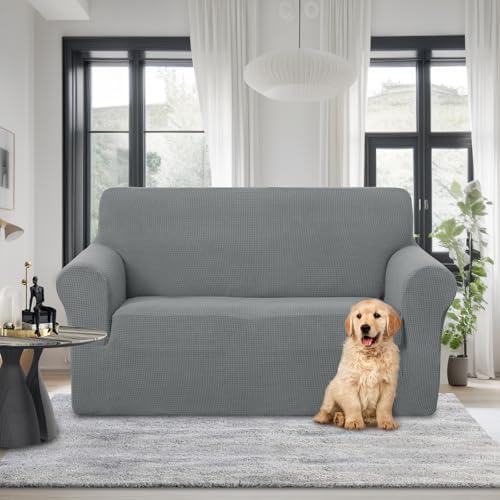 U-NICE HOME Loveseat Cover Stretch Couch Cover Sofa Slipcover, Grey