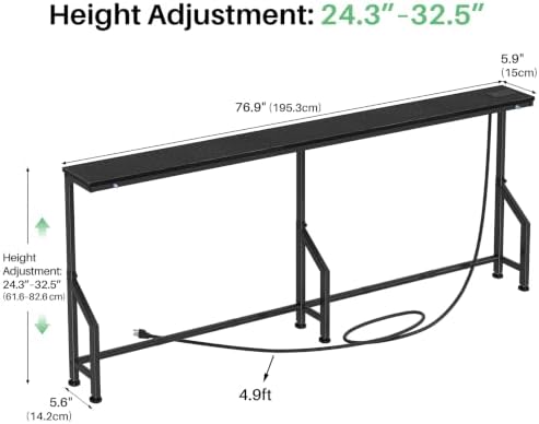 Kitstorack 76.9" Narrow Console Table with Power Outlet for Living Room
