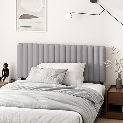 Furinno Roanne Upholstered Tufted Headboard, Glacier, Full