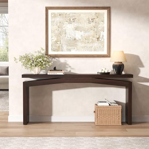 Epecoya Modern Dark Brown Console Table for Living Room, 63 Inch