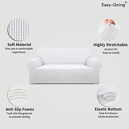 Easy-Going Stretch Oversized Loveseat Couch Covers Washable Snow White