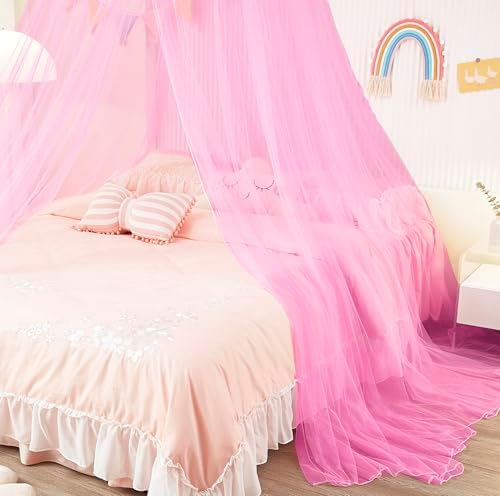 Bed Canopy for Girls, Unicorn Princess Bed Canopy Bedroom Accessories Decor,Girls Mosquito Net Dome Canopy for Twin to King Size Bed
