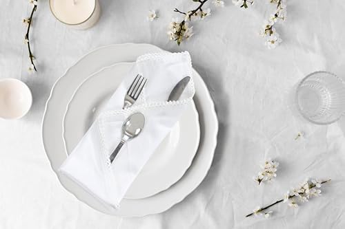 ACCENTHOME White Cloth Napkins Set of 6 18x18 inch Cotton Dinner Napkins - Washable Soft Premium Hotel Quality Reusable Napkins Perfect Table Napkins for Family Dinners, Weddings & Everyday Use