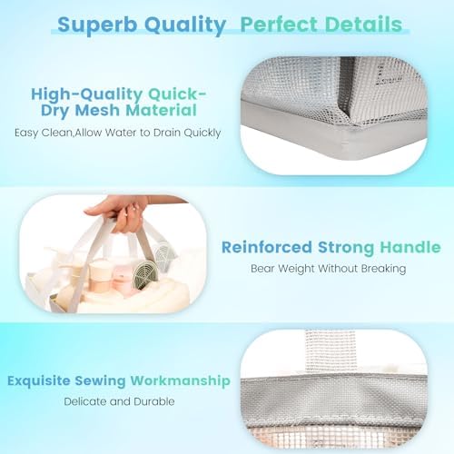 Shower Caddy Portable for College Dorm Room Essentials for Girls with 9 Pockets,Large-Capacity Shower Basket,Quick Dry Toiletry Tote Bag for Women,Outdoor Gym,Travel,Swim,Beach Camping Essentials-Grey