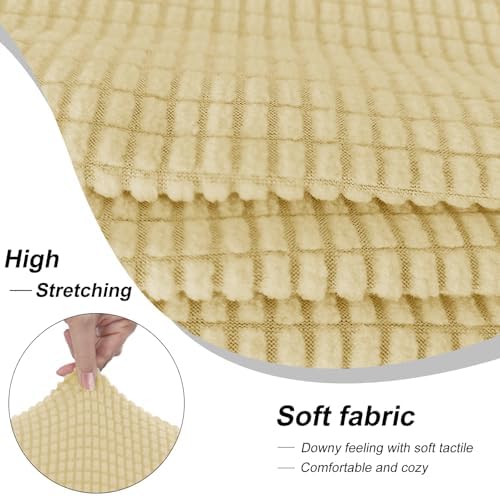 2 Pieces Stretch Chair Cover For Sofa Slipcover, 1 Seat, Beige