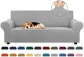 KEKUOU Stretch Couch Covers for Sofa, 3 Cushion Couch Slipcover,Silver