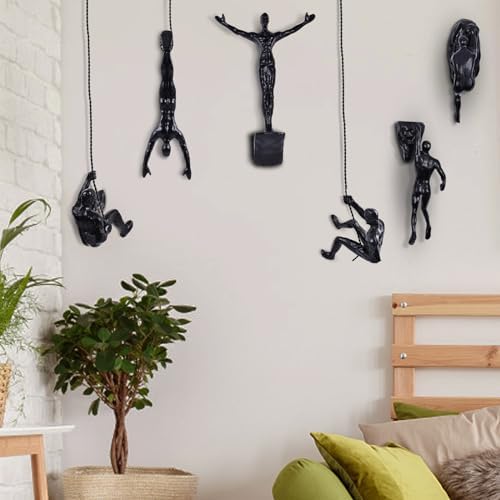 Set of 6 Climbing Men Wall Art Decor Sculpture,Nordic Modern Simplicity Decorative Wall Art, Climbing Man Sculptures,Home & Office Climber Gifts