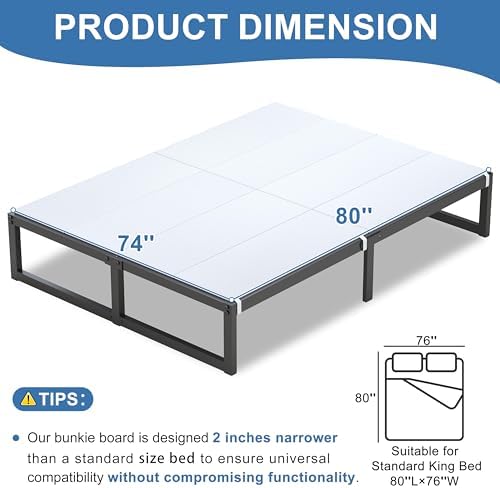 Lutown-Teen Bunkie Board King High-Density Polymer Bed Support, White