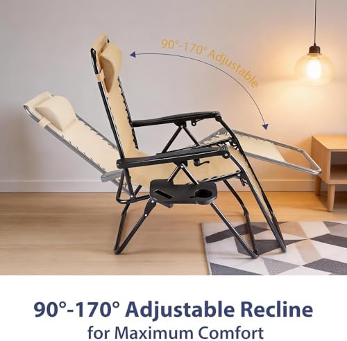 Sweetcrispy Zero Gravity Chairs Set of 4, Reclining Camp Chair