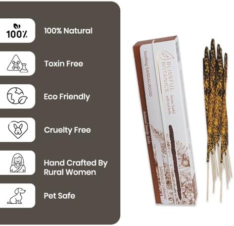 Tulasi Sandalwood Incense Sticks - 48 Natural Scent Sticks | with Real Herbs | Long-Lasting 55-Minute Burn | Natural Essential Oils | Perfect for Meditation, Yoga & Removing Negative Energy
