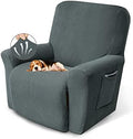 KEKUOU Recliner Chair Covers, 1-Piece Lazy Boy Recliner Covers,Grey