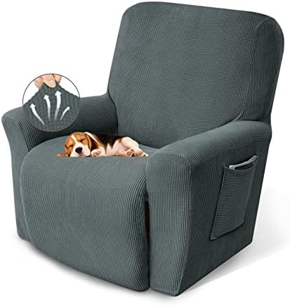 KEKUOU Recliner Chair Covers, 1-Piece Lazy Boy Recliner Covers,Grey
