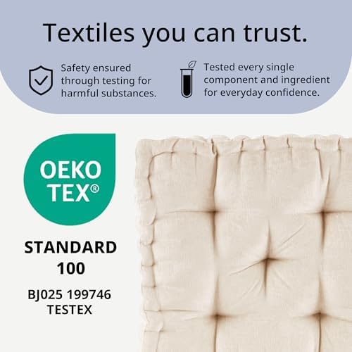 Intelligent Design Floor Pillow, Large Cushion for Meditation, 20x20 Ivory