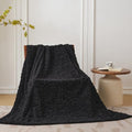Home Fleece Throw Blanket for Couch, Bed, TV, Party, and Gift - 3D Jacquard Decorative Blankets - Cozy Soft Lightweight Fuzzy Flannel Blanket, All Seasons, 50x70 Inches, Light Black