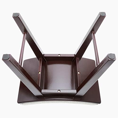 URFORESTIC Oak Wood Vanity Stool, Modern Makeup Dressing Stool with Concave Seat Surface,Capacity 300lb, Easy Assembly (Brown)