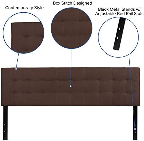 Flash Furniture Bedford Tufted Upholstered King Size Headboard in Dark Brown Fabric