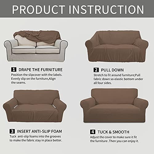 Easy-Going Stretch Oversized Chair Slipcover with Arm Washable Brown