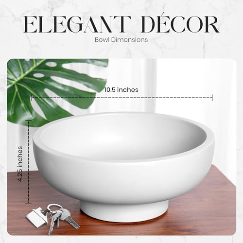 Concrete Fruit Bowl – Large Decorative Pedestal Bowl for Kitchen Counter, Entryway, or Coffee Table – Modern Catch – All Key Bowl – Heavyweight Centerpiece for Home Decor (Stone Grey)