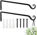 FEED GARDEN Heavy Duty Plant Hooks - 2 Pack 15 Inch Wall Mounted Hanging Brackets, 57lb Capacity Steel Plant Hangers for Bird Feeders, Baskets, Wind Chimes Outdoor Indoor- Black
