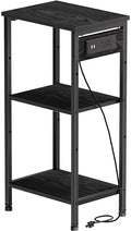 Asgolion Tall End Table with Charging Station, Narrow Tall Side Table
