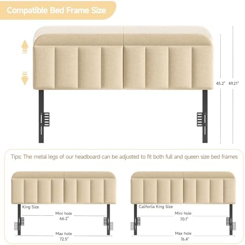 ONBRILL King Headboard Only with LED Light & Storage, Adjustable Headboards