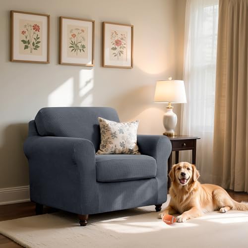 SUBRTEX 3 Pieces Stretch Sofa Slipcover Sets Couch Cover Sets Backrest Cushion Covers Furniture Protector Collection Set for Oversize Sofa Loveseat Chair Slip Covers(Small, Gray)
