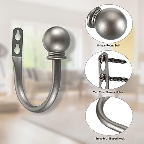 Sumnacon Curtain Holdbacks 2 Pcs Wall Mounted Curtain Tiebacks,Grey