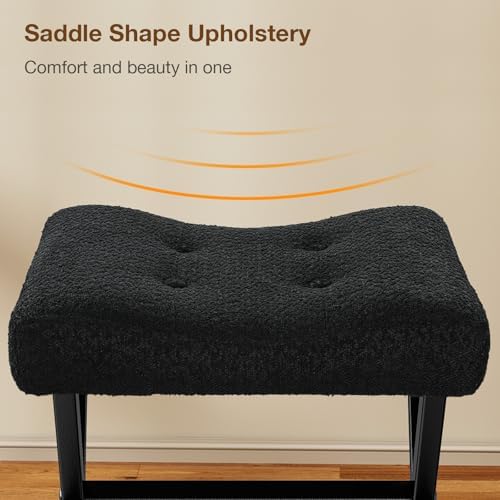 Memobarco 18-Inch Large Vanity Stool Chair, Black Makeup Stool