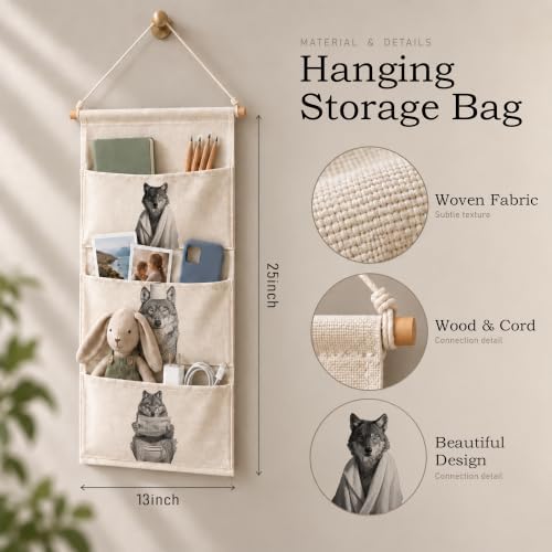 Funny Wolf Fish Extender Door Hanger,Cabin Door Hanging Pockets PJ007