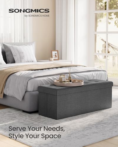 SONGMICS 43.3 Inches Folding Storage Ottoman Bench, Load 660 lb