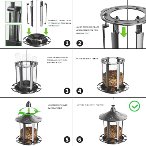 Birdream 4 Pack Bird Feeders for Outdoor Hanging, Assembly Required, 1-Min Easy Setup, Charming Castle Design, Attracting Cardinals Chickadees Goldfinches & Sparrows - Black
