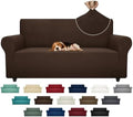 ZNSAYOTX Super Stretch Couch Cover (72"-92") Universal Sofa Covers with Elastic Bottom, Dog Cat Pets Friendly Washable Furniture Protector Fitted Sofa Slipcovers Stay in Place (Coffee, Sofa)