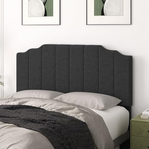 Befurtori Queen Size Headboard Only, Linen Wall Mount Headboard, Dark Gray