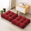 MIDDLE ONE Floor Pillow Set of 2, Memory Foam Cushion 22x22 – Square, Red