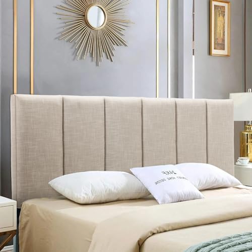 HAOBO Home Upholstered King Headboard Only, Modern Linen Panel Oatmeal