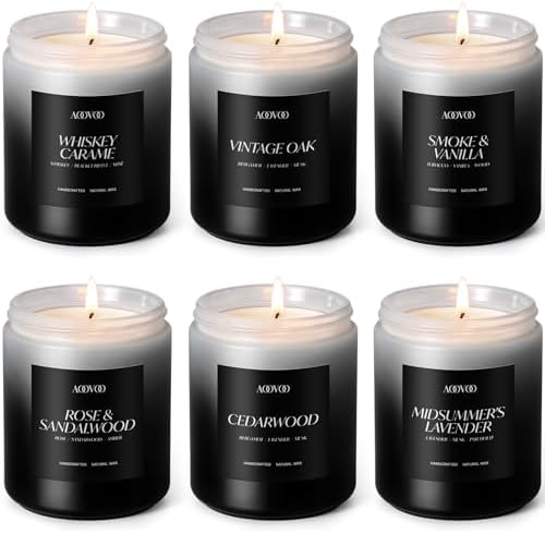 AOOVOO Scented Candles Set - 6 Pack Men Candles for Home Scented