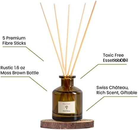 PRISTINE Swiss Château/Inspired by Hilton Reed Diffuser - Home & Bathroom | Fresh Cut Rose, Tangerine, Cedarwood Oil Reed Diffuser Set | Oil & Reed Diffuser Sticks, Home & Office Decor, Fragrance Gift