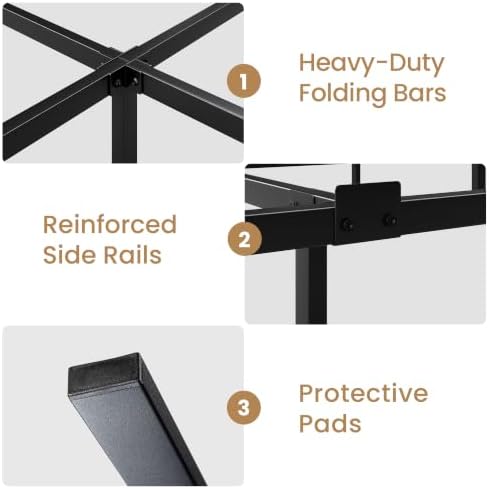 SHA CERLIN 7 Inch Metal Bed Frame, 9-Leg Box Spring Base, Black, King
