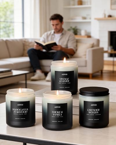 AOOVOO Scented Candles Set - 4 Pack Men Candles for Home Scented
