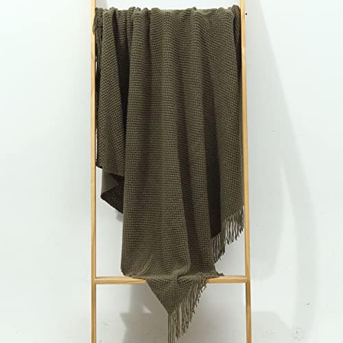 CREVENT Knitted Decorative Throw Blanket for Couch Sofa Chair Bed, Soft Breathable Lightweight for Spring Summer Fall (50''X60'' Green Dot)