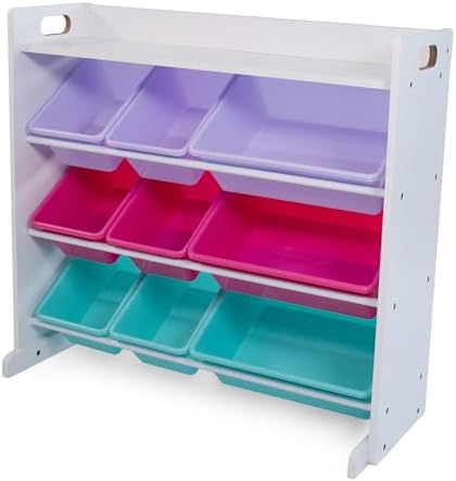 Humble Crew Kids Toy Organizer with Display Shelf, 9 Bins, 3 Tier Storage