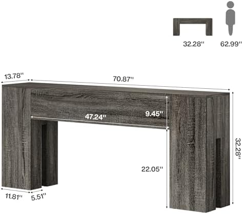 Tribesigns 71-Inch Long Console Table for Entryway, Farmhouse Sofa Console Behind Couch, Entry Table for Hallway, Foyer, Living Room, Gray