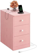 LIKIMIO Nightstand with Charging Station, 3 Drawers Modern for Bedroom