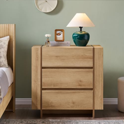 OKD 32” Large Modern 3 Drawer Dresser for Bedroom