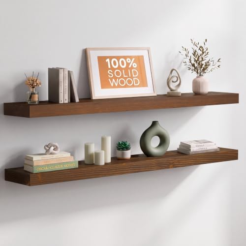Homeforia 42 Inch Floating Shelves, High-End Solid Pine Wood, Set of 2