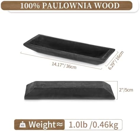 Hanobe Wood Decorative Bowl for Coffee Table Entryway Decor, Rustic Black