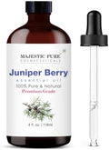 Majestic Pure Essential Oil with Glass Dropper - 100% Pure and Natural - Essential Oils for Diffuser, Aromatherapy, Soap and Candle Making, Juniper Essential Oil, Juniper Oil, 4 Fl Oz