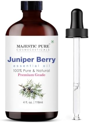 Majestic Pure Essential Oil with Glass Dropper - 100% Pure and Natural - Essential Oils for Diffuser, Aromatherapy, Soap and Candle Making, Juniper Essential Oil, Juniper Oil, 4 Fl Oz